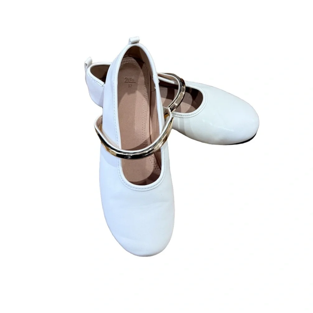 NWT brand new Zara metallic strap ballet flats size 37 - Picture 3 of 9